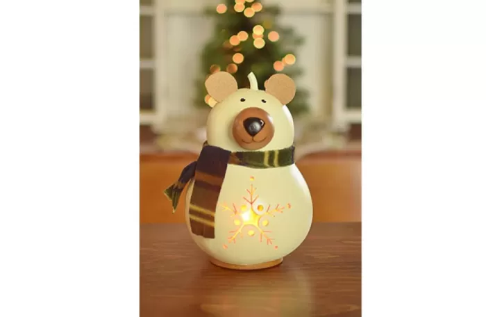 Simply Christmas Dakota Small Lit Polar Bear* Painted Gourds