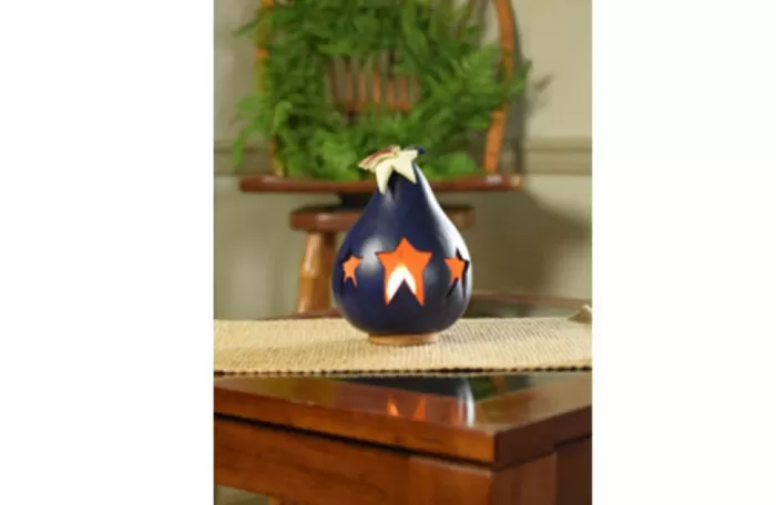 Simply Christmas Star Blue Luminary* Painted Gourds