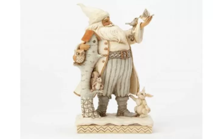 Simply Christmas White Woodland Santa With Birdhouse* Christmas