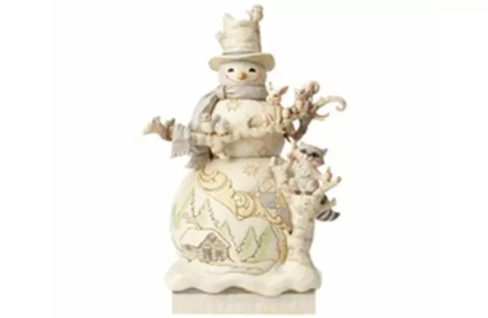 Simply Christmas White Woodland Snowman Statue* Christmas