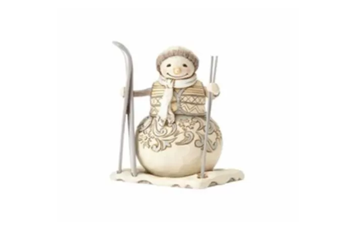Simply Christmas White Woodland Snowman With Skis* Christmas
