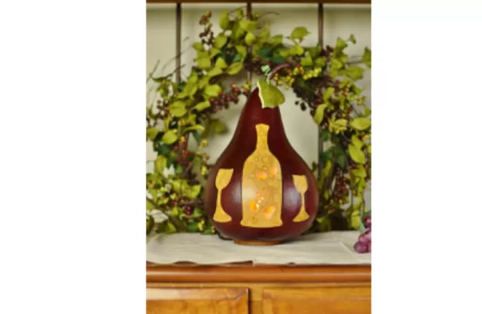 Simply Christmas Wine Silhouette* Painted Gourds