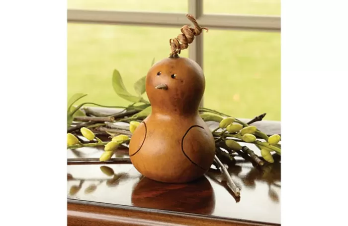 Simply Christmas Yellow Tilly Bird* Painted Gourds